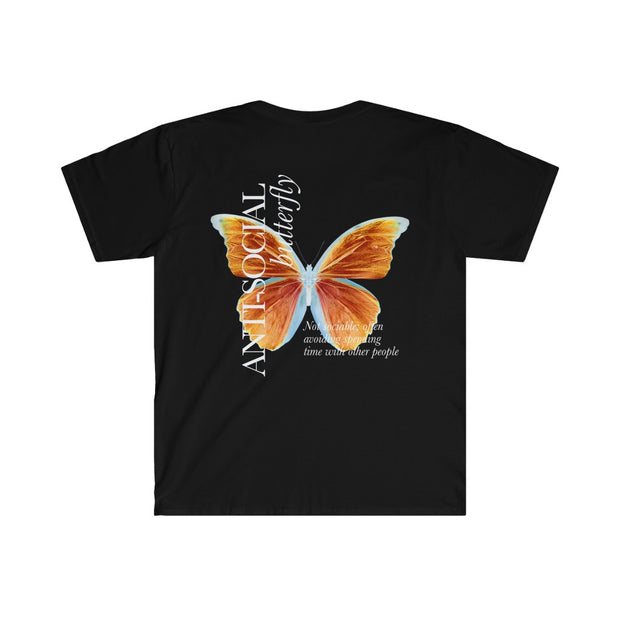 Anti-social butterfly black shirt back