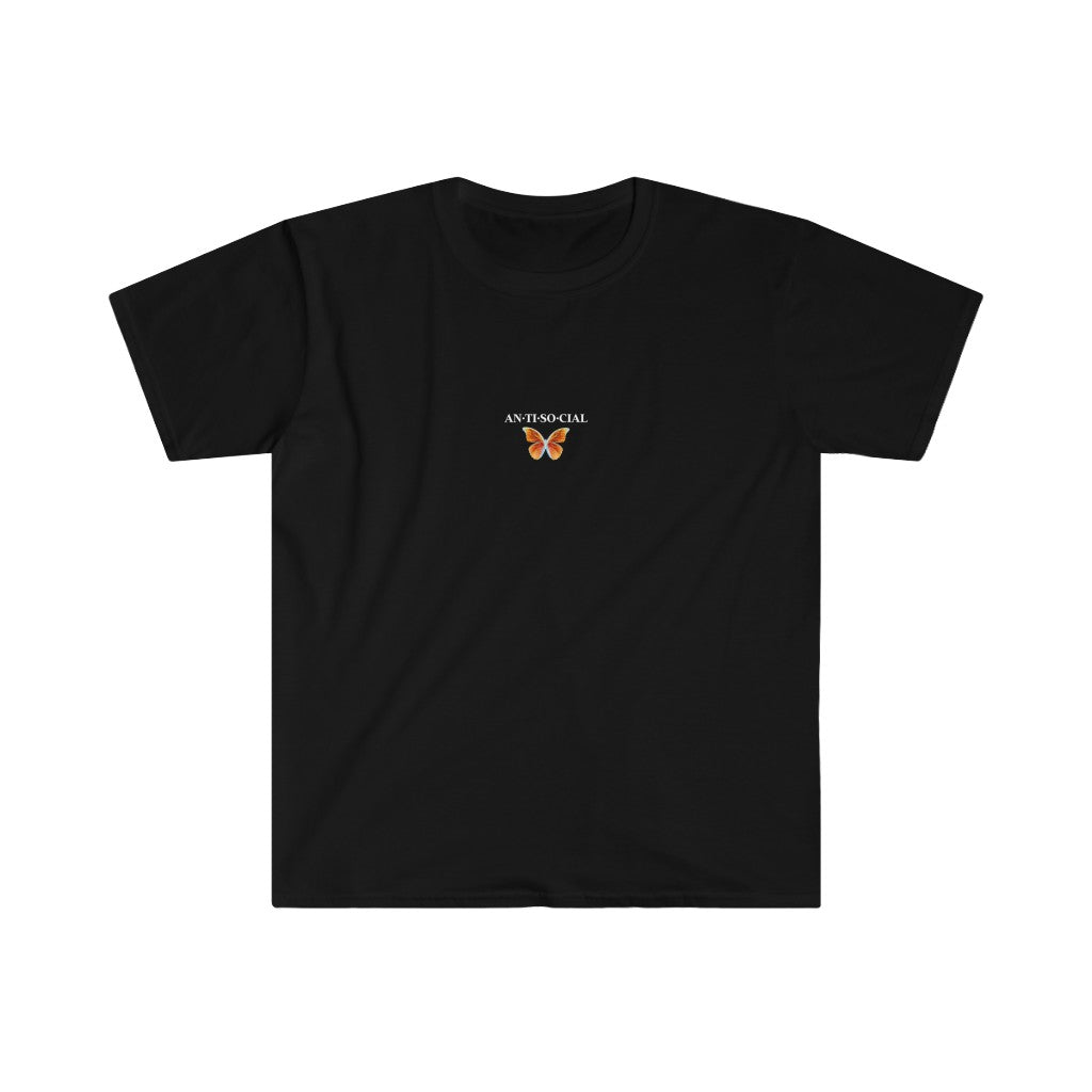 Anti-social butterfly black shirt front
