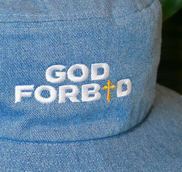 'God Forb†d' Denim Bucket Hat