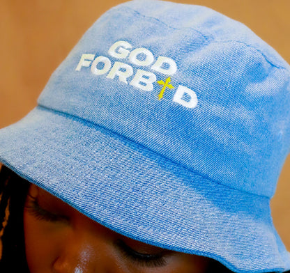'God Forb†d' Denim Bucket Hat